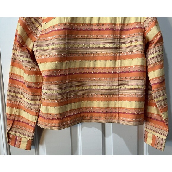 VINTAGE Bonnie & Norma Button Blazer Jacket Embroidered Striped Aztec Boho Large - Picture 6 of 7